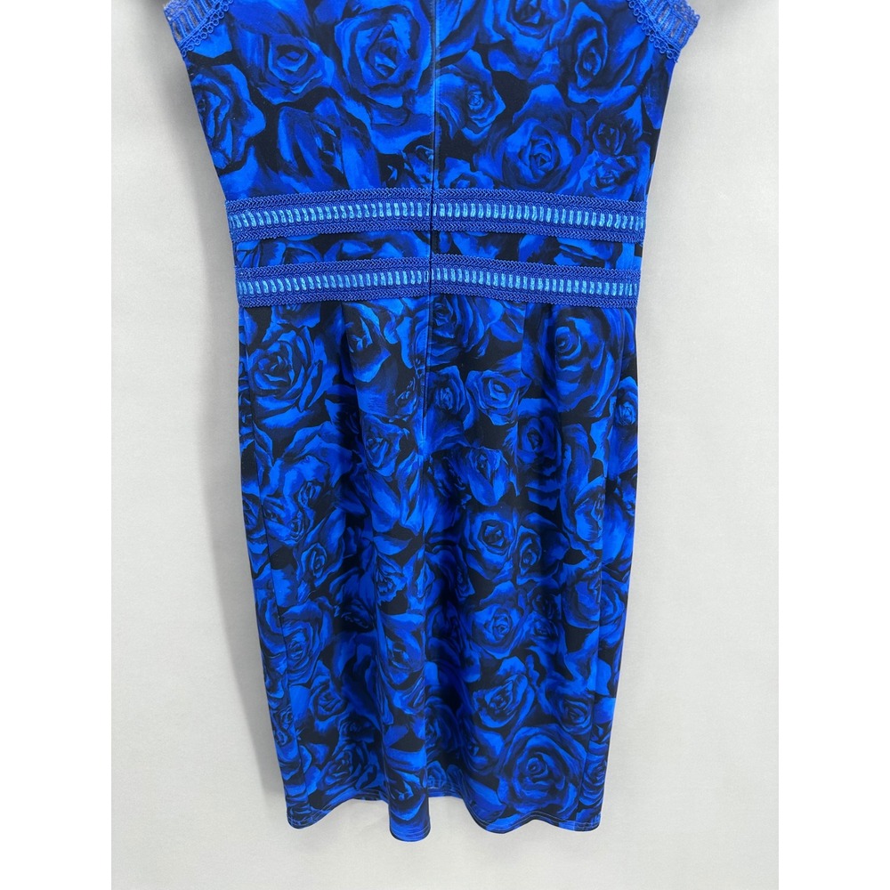 Tadashi Shoji Blue Rose Neoprene Sheath Dress‎ Size 2 Knee Length Party Glam - Picture 7 of 12